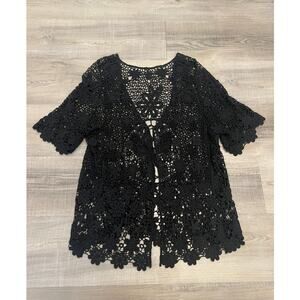 Black Crochet Boho Dark Fairy Cardigan